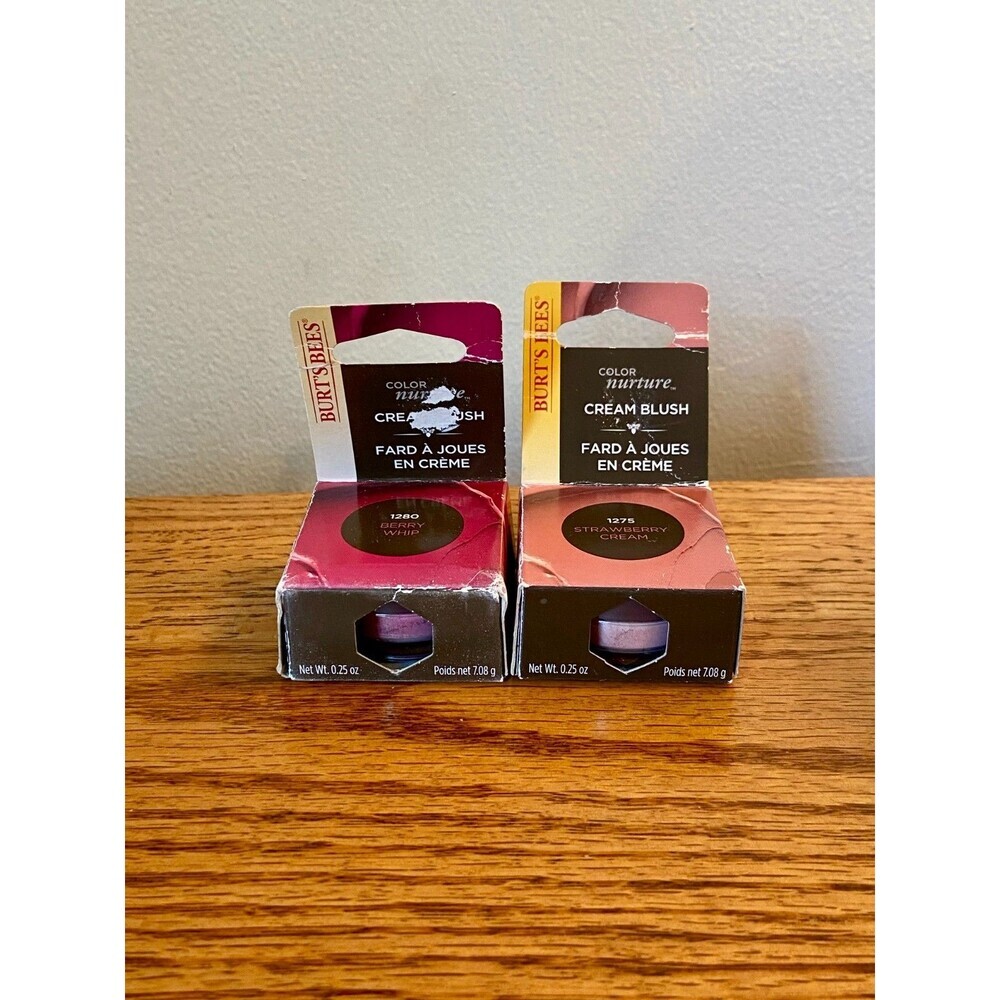 (2) BURTS BEES Strawberry Cream Berry Whip Color Nurture Cream Blush 0.25 Oz SET
